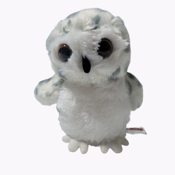 Aurora Spotted Owl 7 inch Plush Bird White Gray Spots Stuffed Animal Toy - Picture 1 of 5